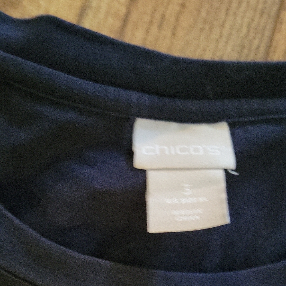 Chico's Blue Boxy Blouse with Ruffled Bell Sleeves - Picture 2 of 6